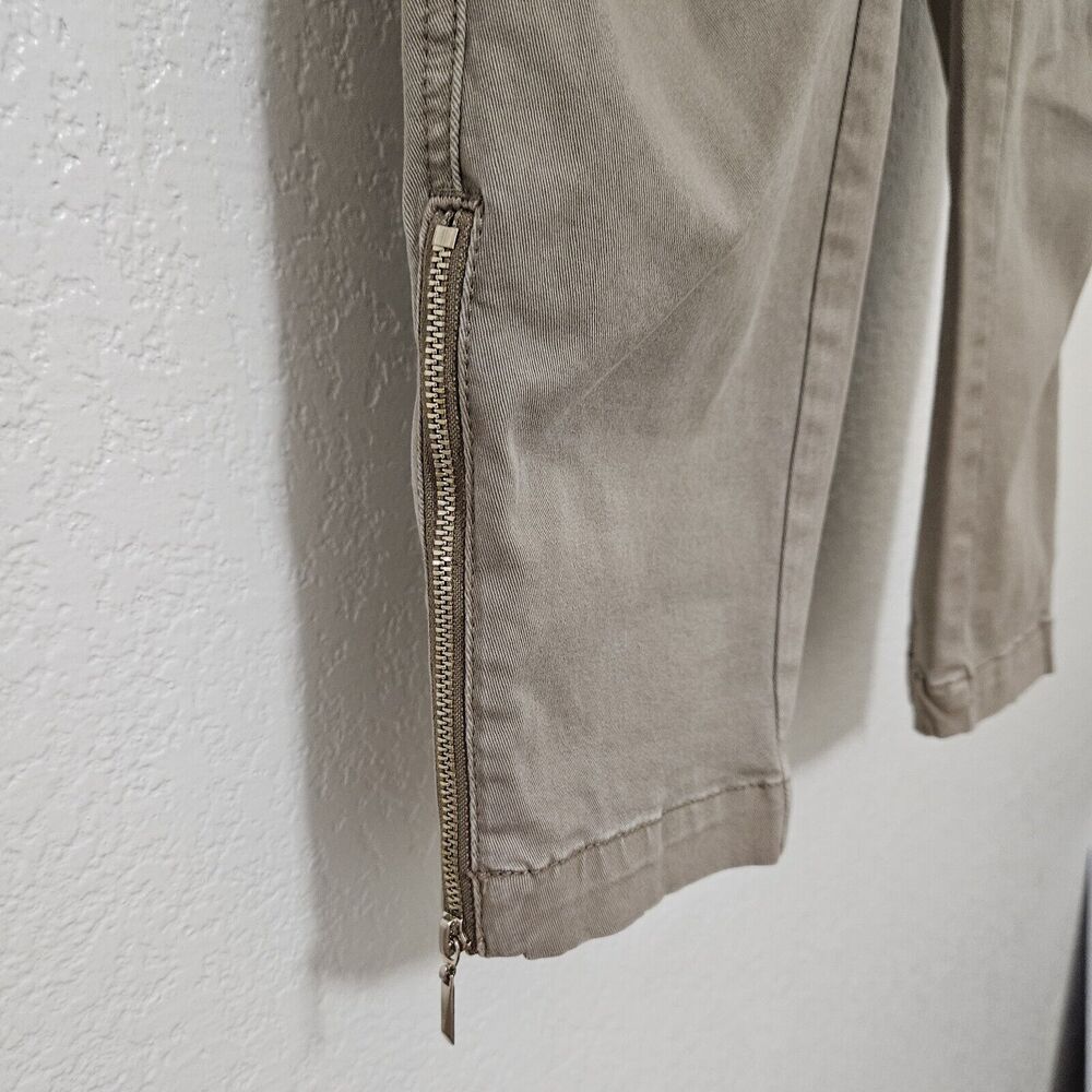 NWT White House Black Market Khaki Ankle Zip Mid Rise Utility Slim Crop Size 2 - Picture 2 of 6